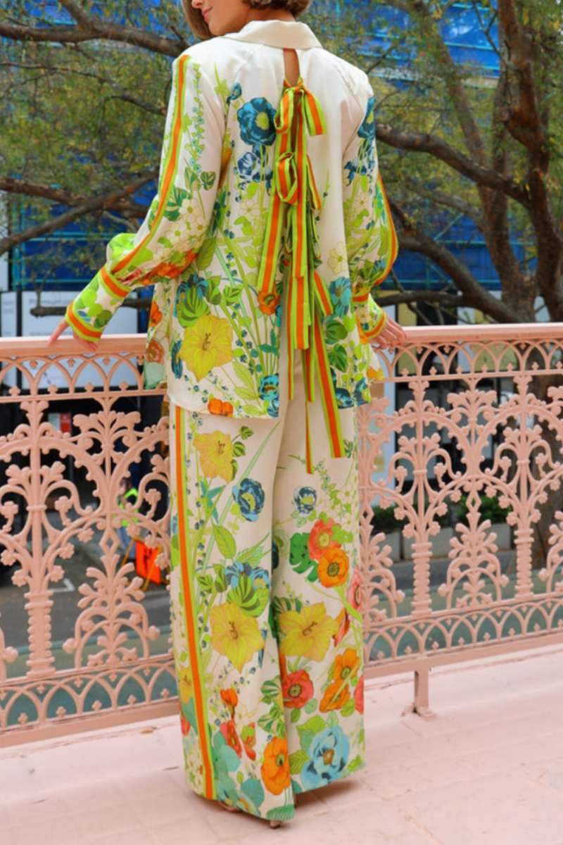Tailored Silhouette Floral Print Pants Set