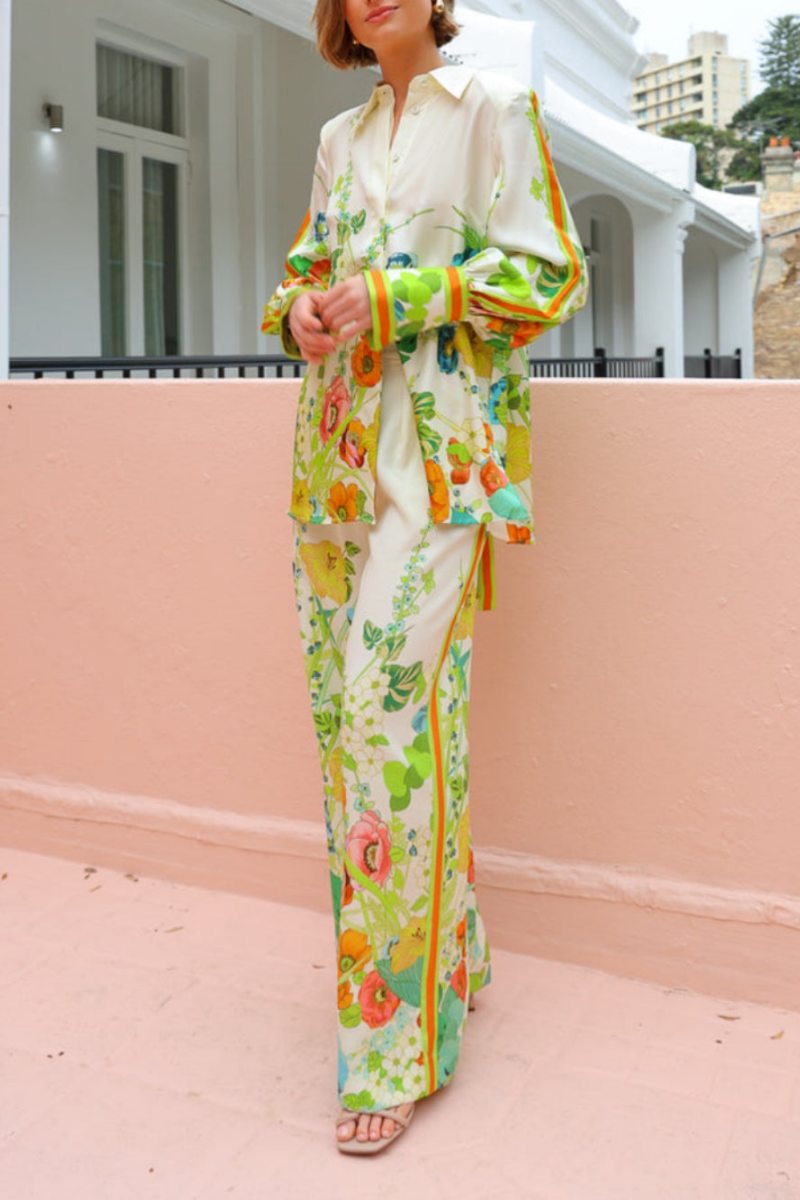 Tailored Silhouette Floral Print Pants Set