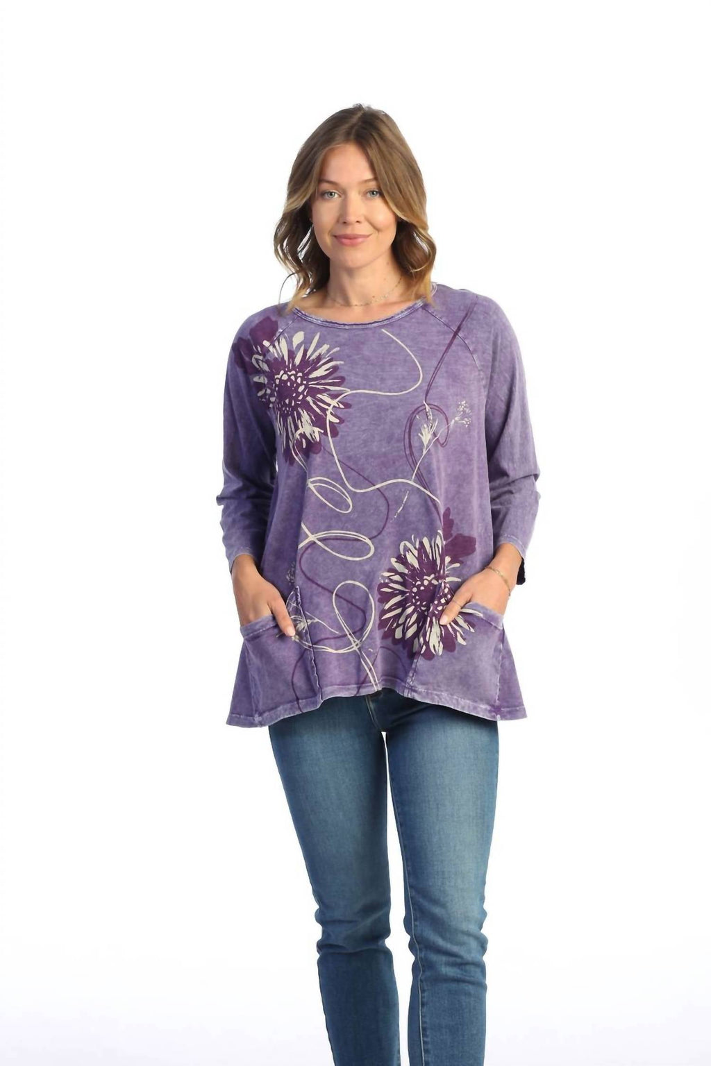 Jess & Jane - Carmen Mineral Washed Patch Pocket Tunic Top