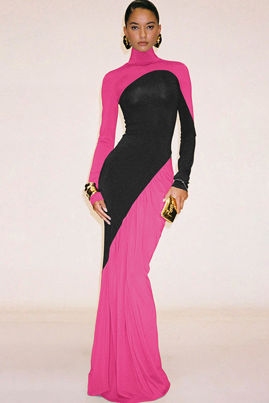 Modern Art Color-Block Flow Maxi Dress