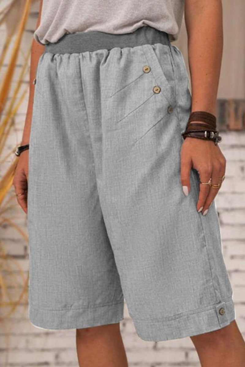Fashion Casual Solid Patchwork Straight High Waist Bottoms