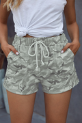 Casual Print Draw String Pocket Straight Straight Bottoms