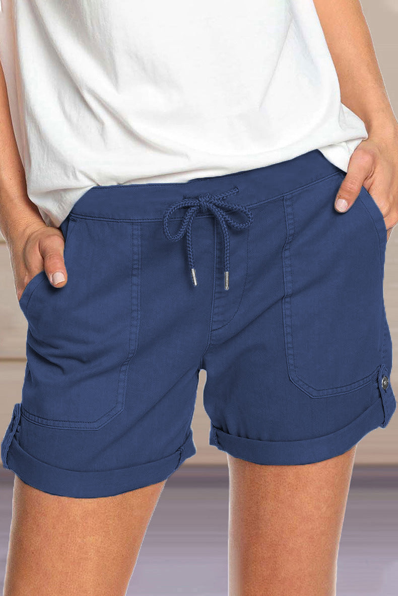 Casual Solid Pocket Straight Solid Color Bottoms(8 Colors)