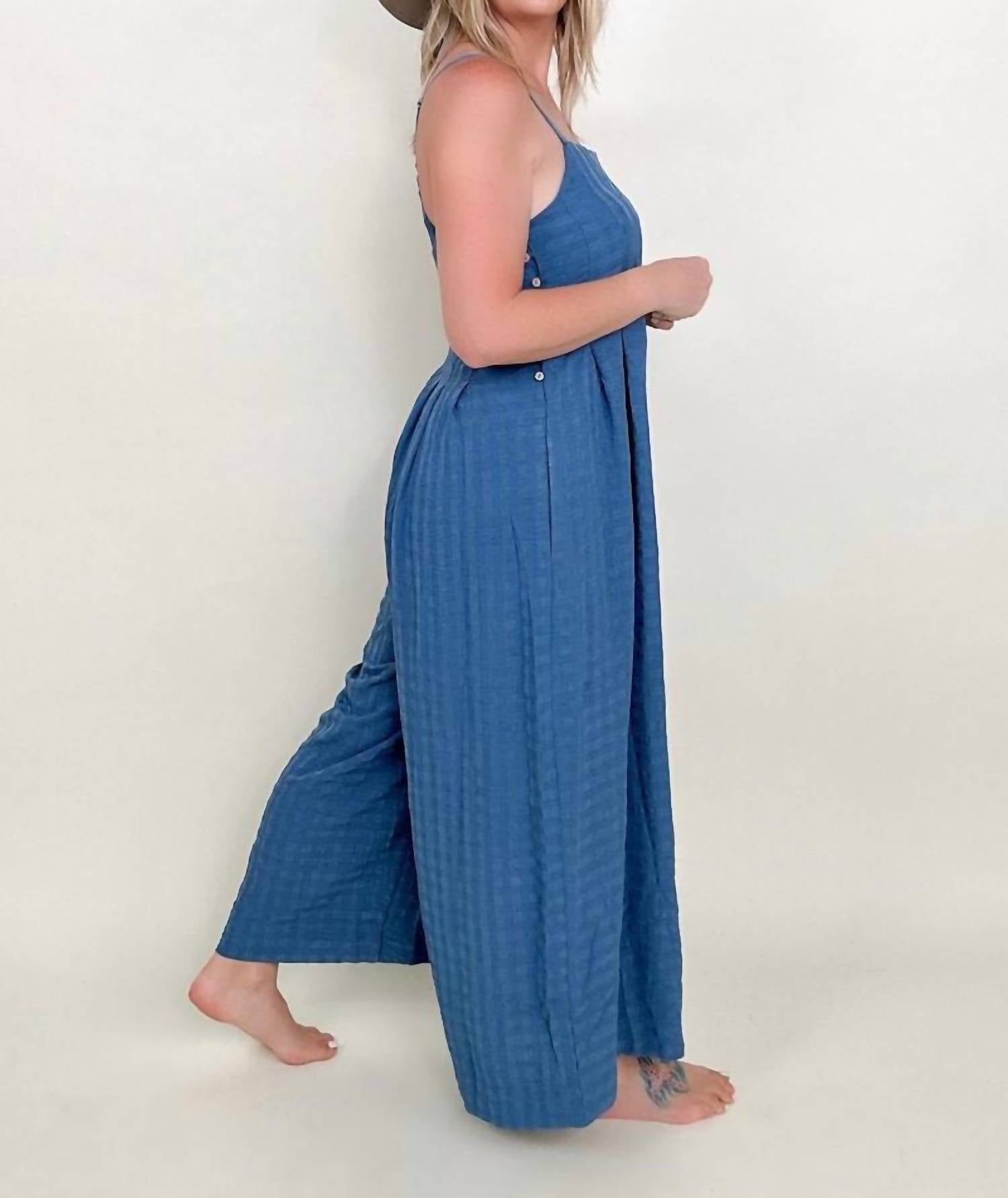Gigio - Chic Comfort Textured Woven Spaghetti Strap Jumpsuit
