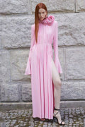 Luxury Vintage Cut-Out Deep V Halter 3D Floral Maxi Dress