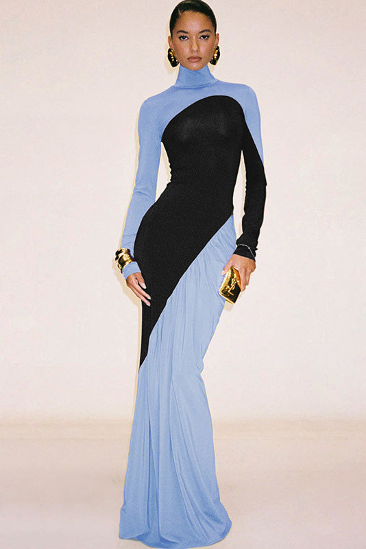 Modern Art Color-Block Flow Maxi Dress