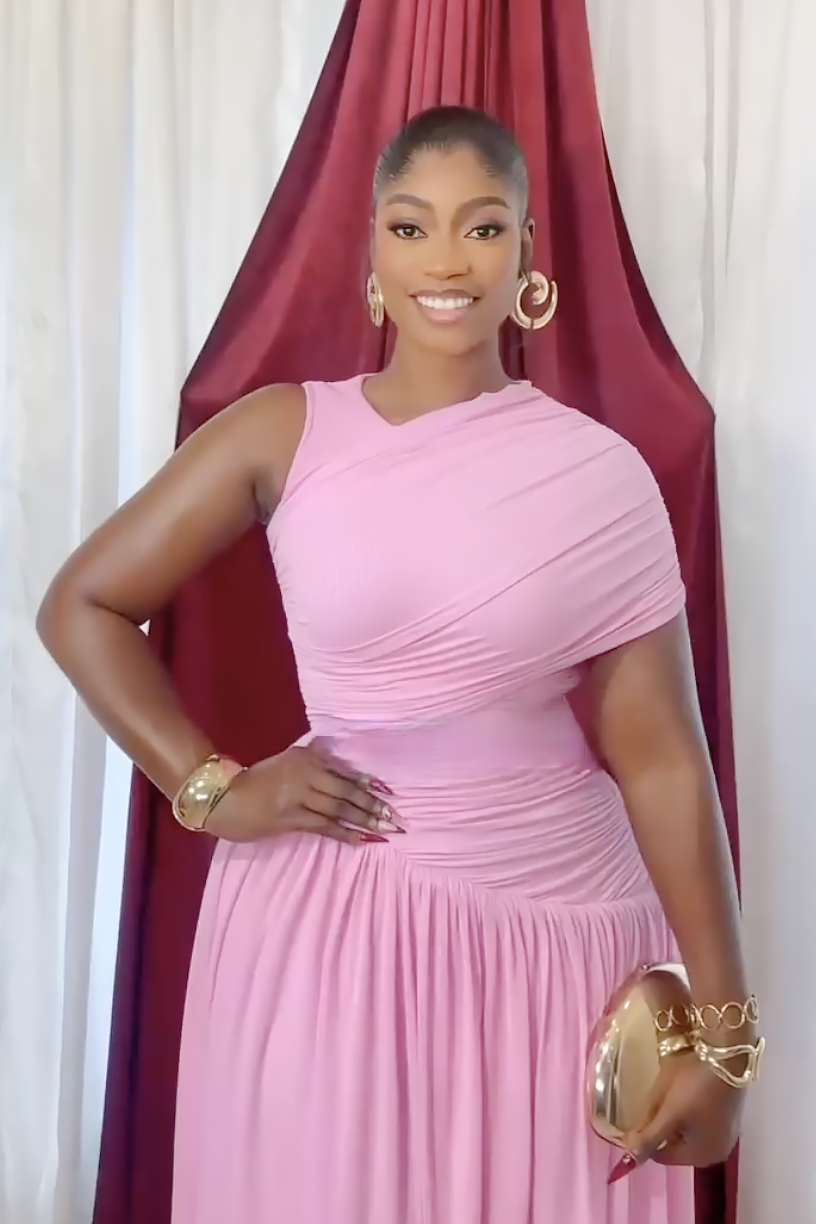 Hot Pink One-Shoulder Ruched Maxi Dress