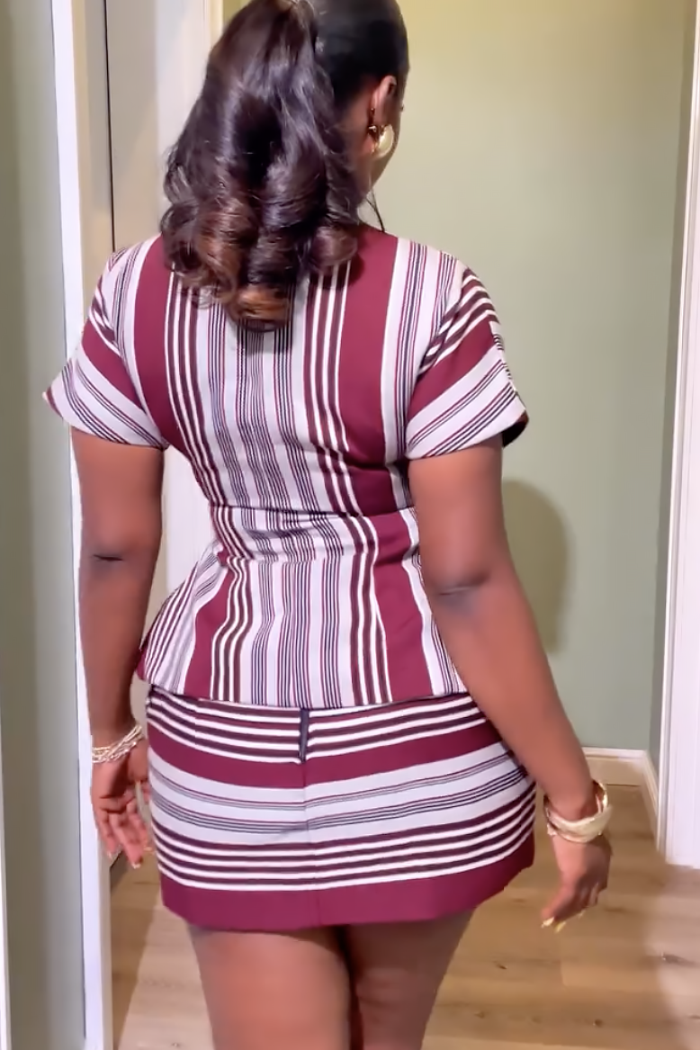 Inspired Burgundy Mini Skirt Set