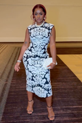 Monochrome Baroque Midi Dress