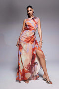 Gathered Waist Ruffle Maxi Dress