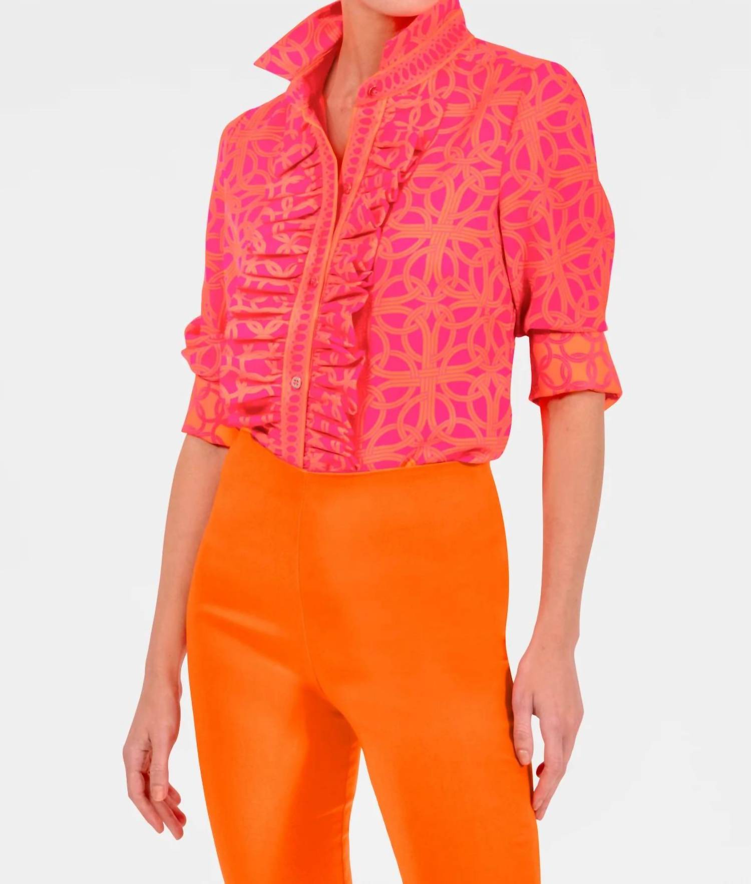 Gretchen Scott - Ring Toss Long Sleeve Ruffle Rumble Blouse