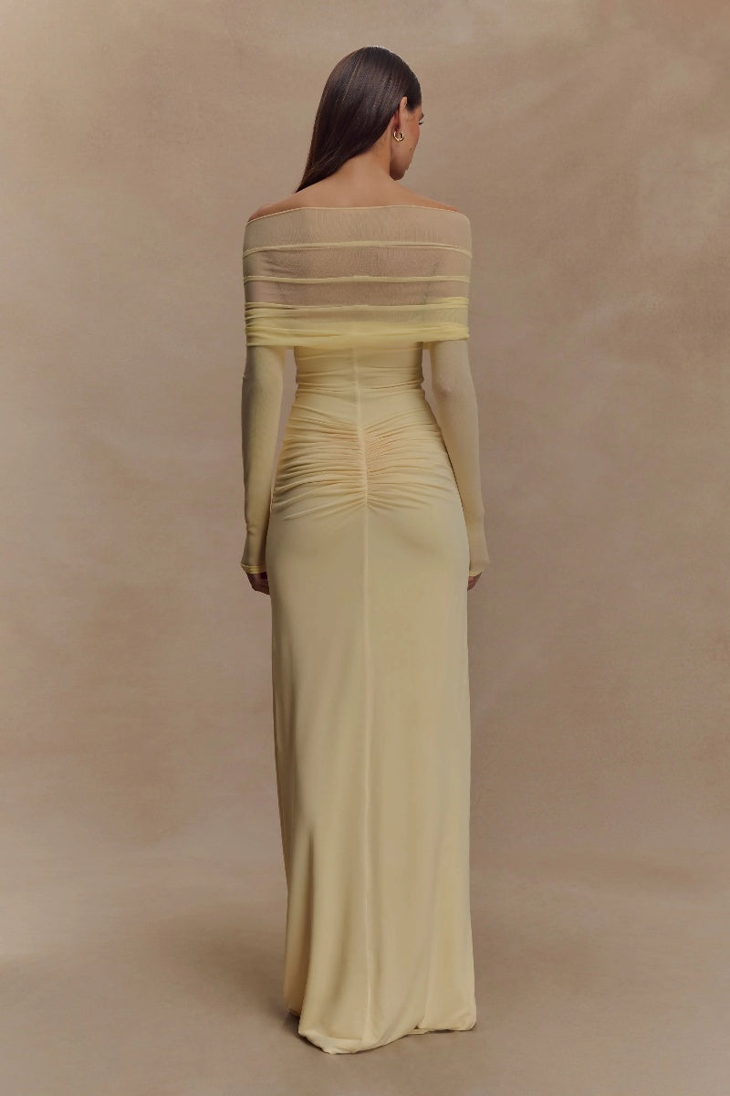 Slinky And Mesh Maxi Dress