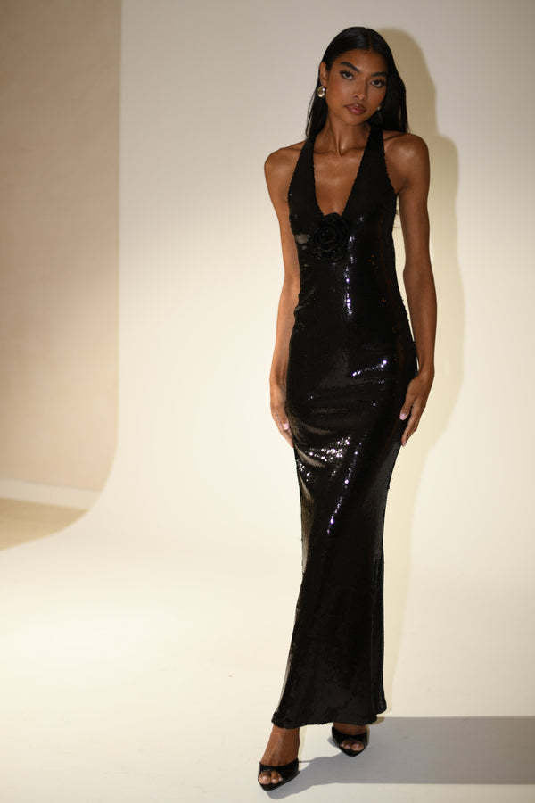 Sexy Cut-Out Halter High Slit Maxi Dress