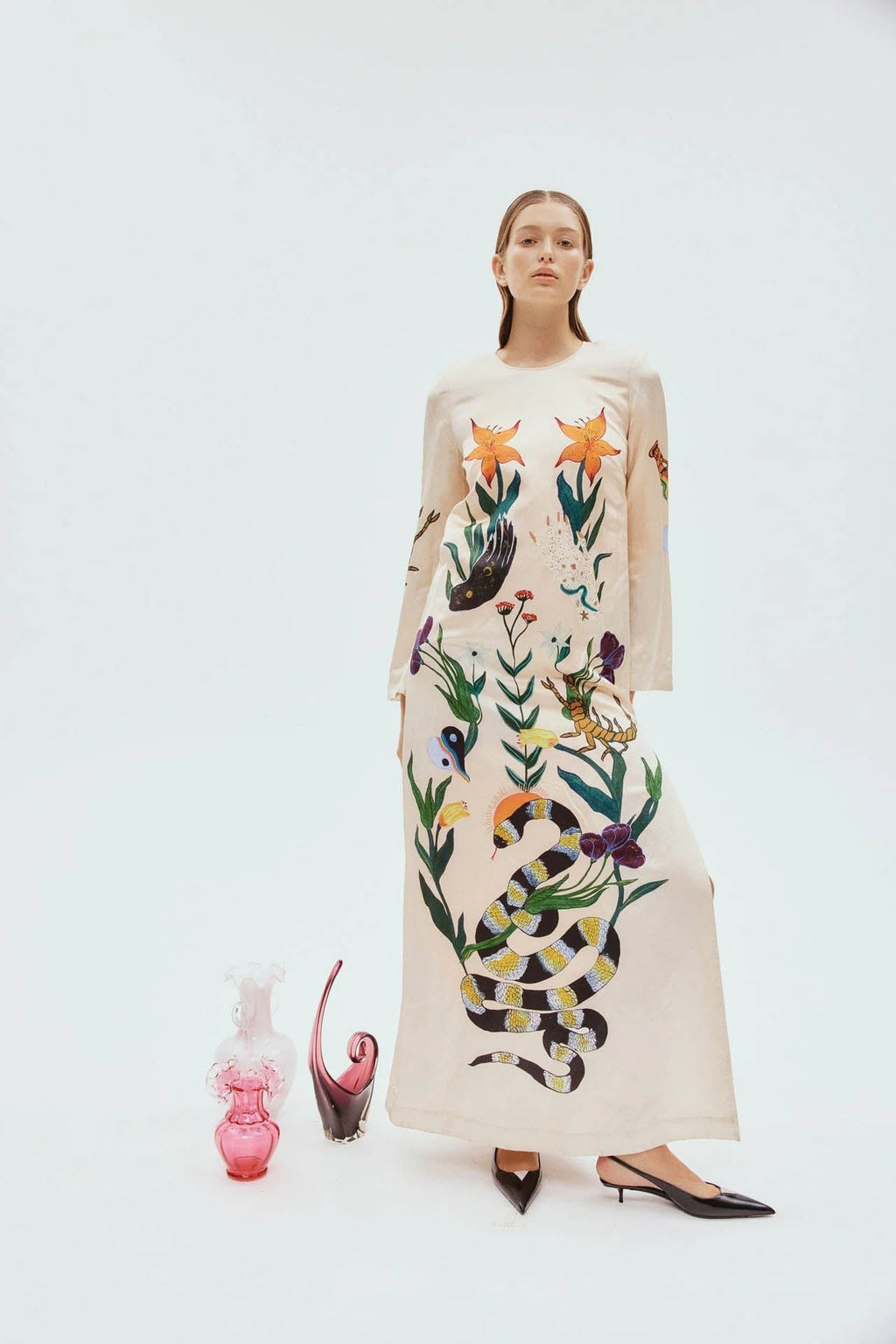 Flirtatious Print Backless Dress