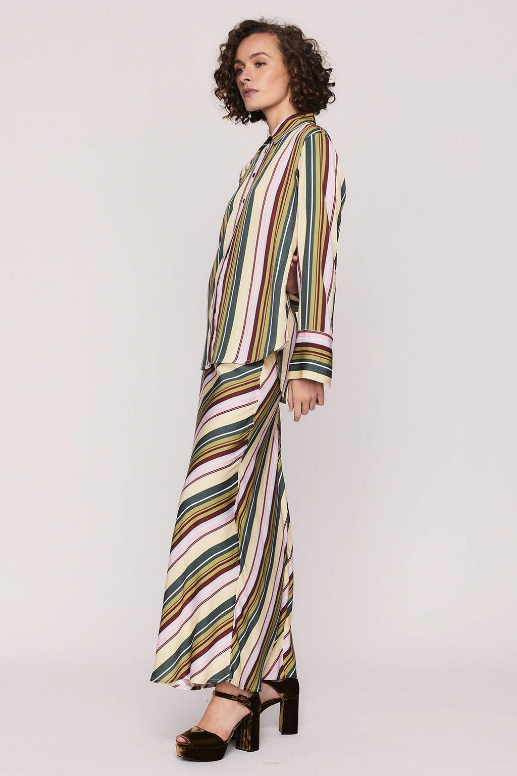Vintage Striped Maxi Skirt Set