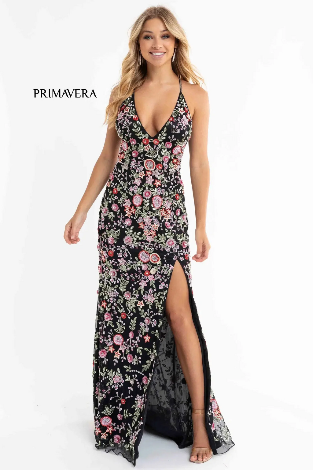 3073 - Primavera - Fitted Gown with Plunging V-Neck