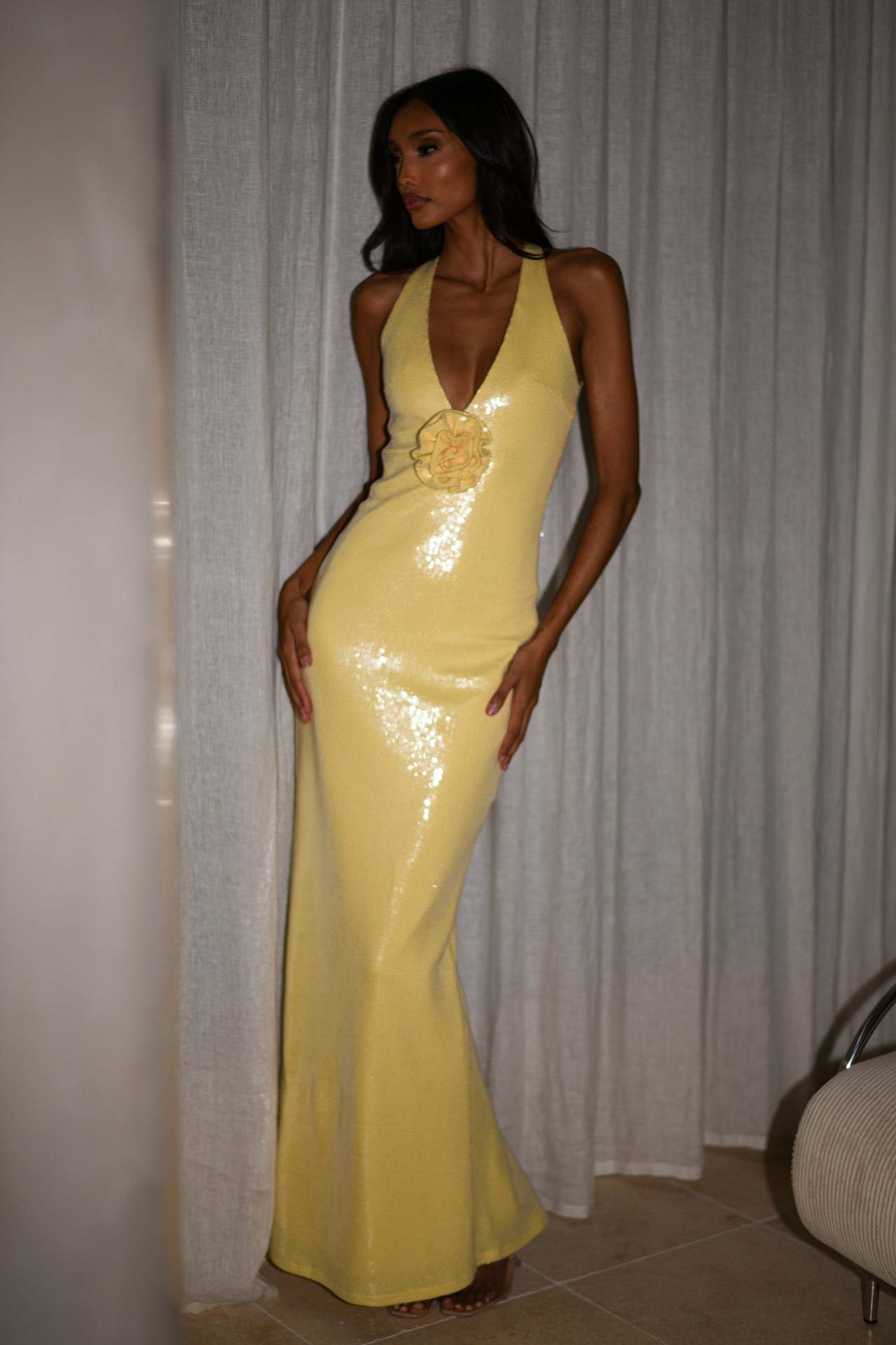 Sexy Cut-Out Halter High Slit Maxi Dress