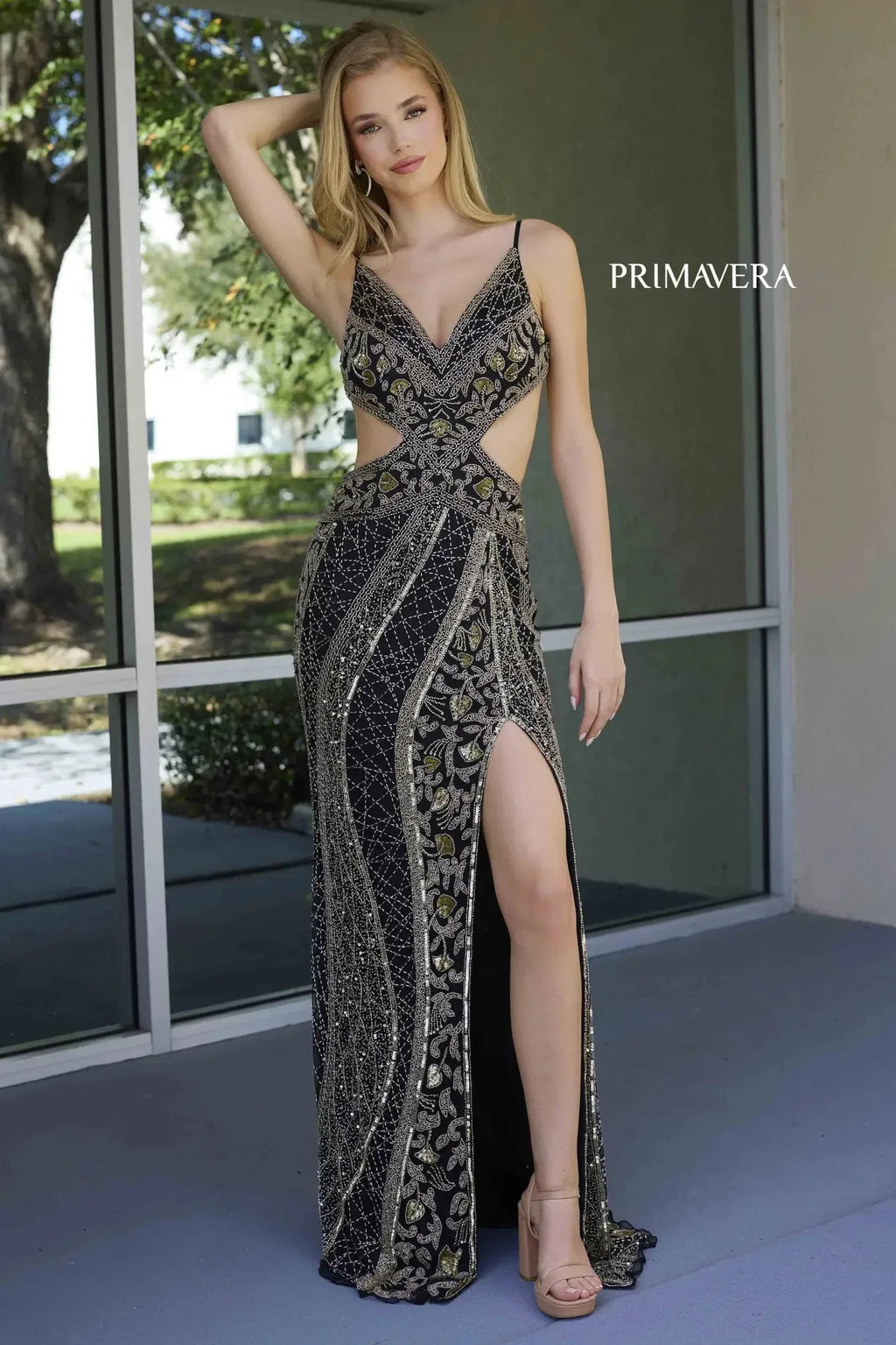 4308 - Primavera - Beaded Gown With Cut-Outs