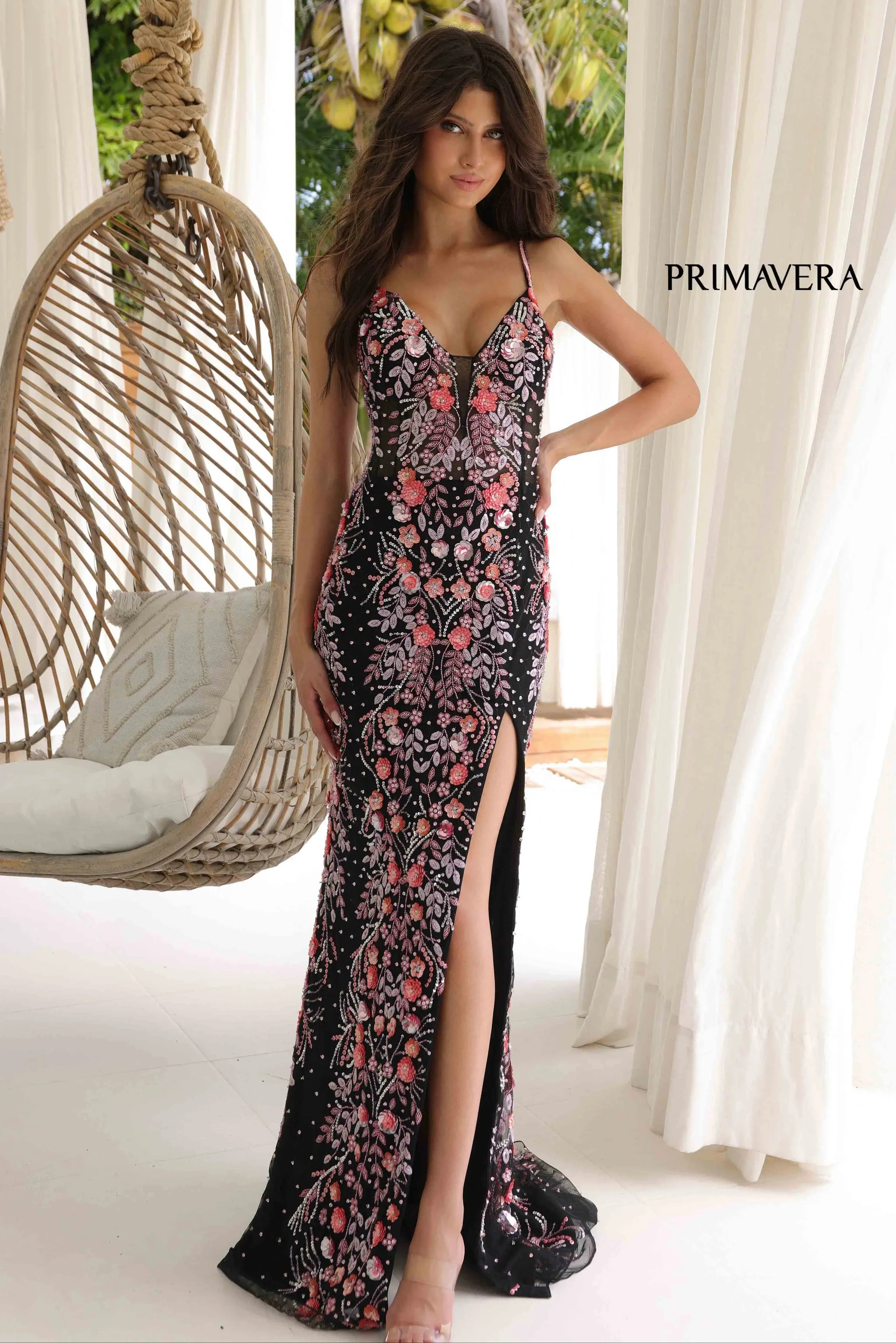 4313 - Primavera - Beaded Floral Sequin Gown