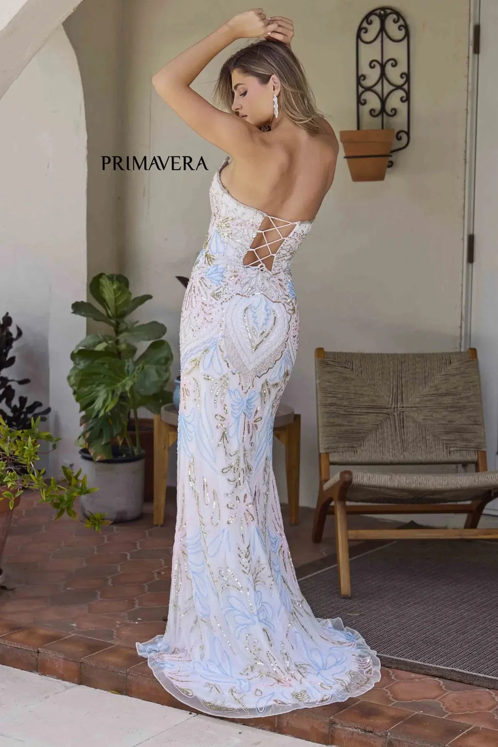 4382 - Primavera - Strapless Beaded Gown