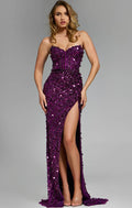 46714 - Jovani - Purple Strapless Gown with Sequin Embellishments