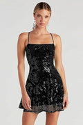 Sleeveless Sequin Strap Mini Dress