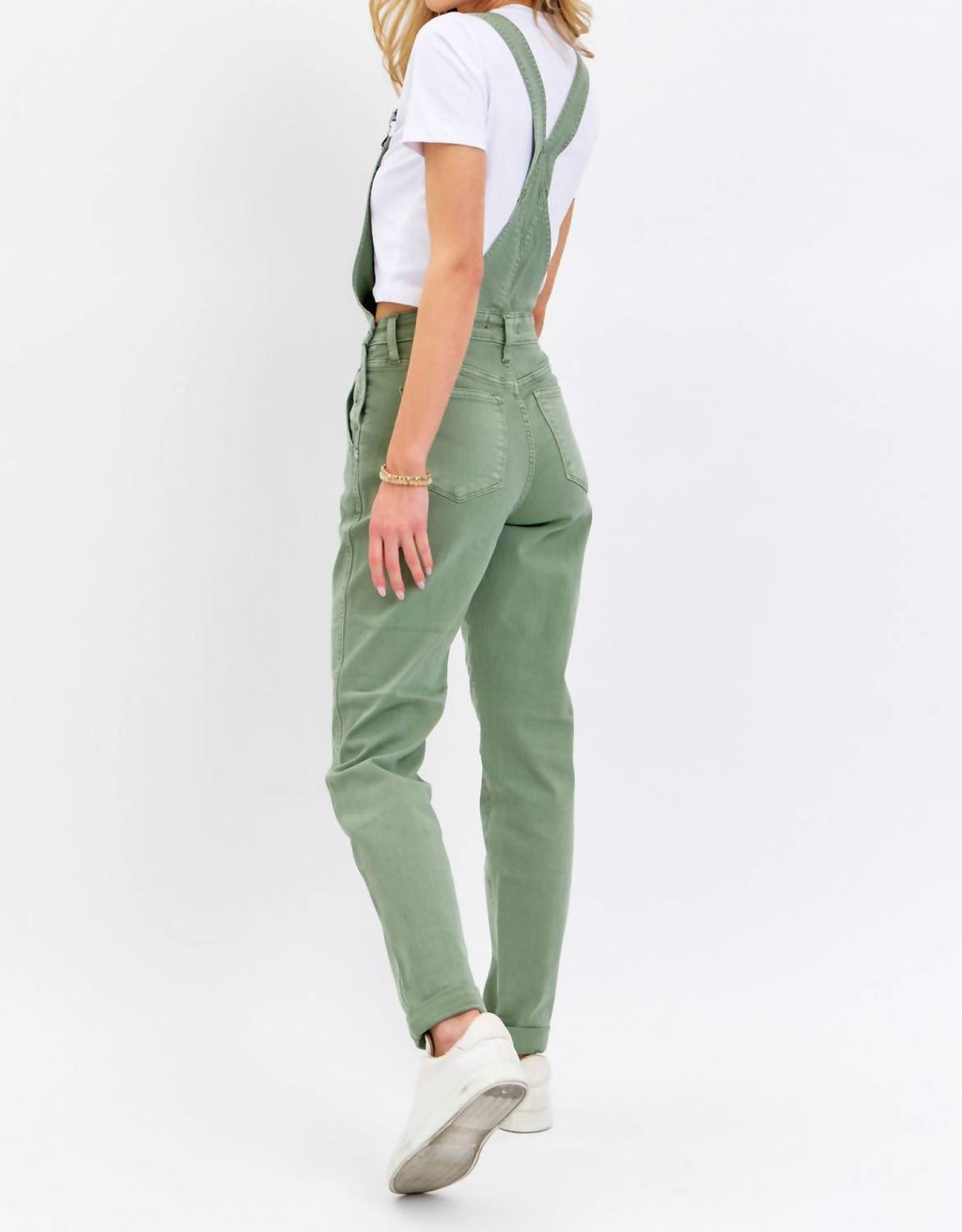 Judy Blue - Garment Dyed High Waist Double Cuffed Boyfriend Overalls