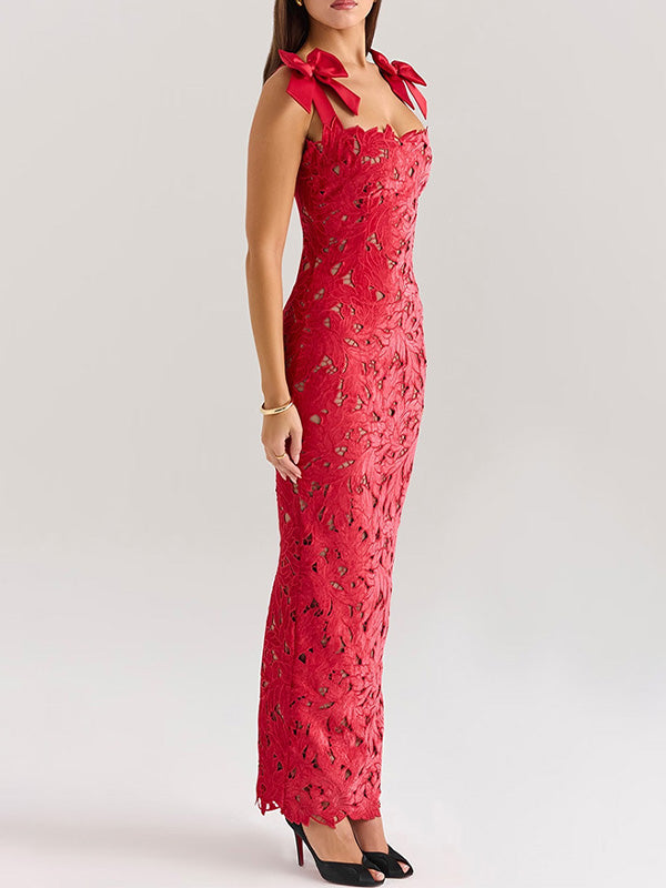 Stylish Elegant Bow Split Dress