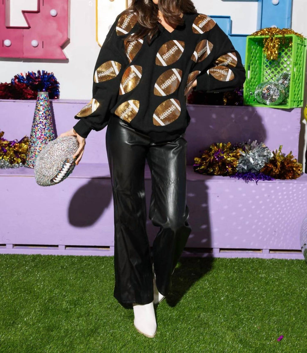 Queen Of Sparkles - Rhinestone Lace Football Sweatshirt