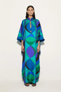 Psychedelic Swirling Iride Satin Kaftan