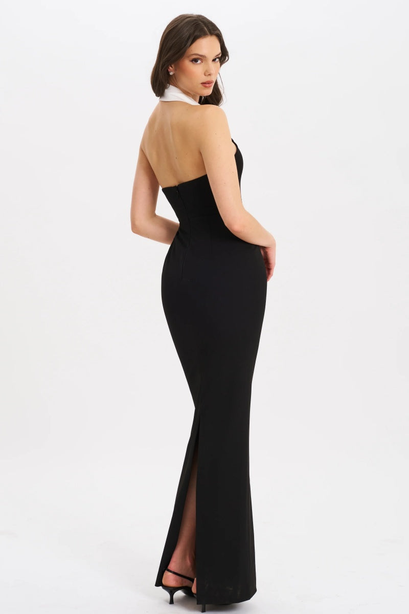 Raelyn Black And White Business Casual Maxi Dress 备份
