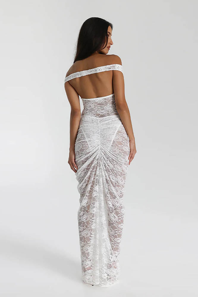 Lace Whisper – Backless Skirt Ensemble