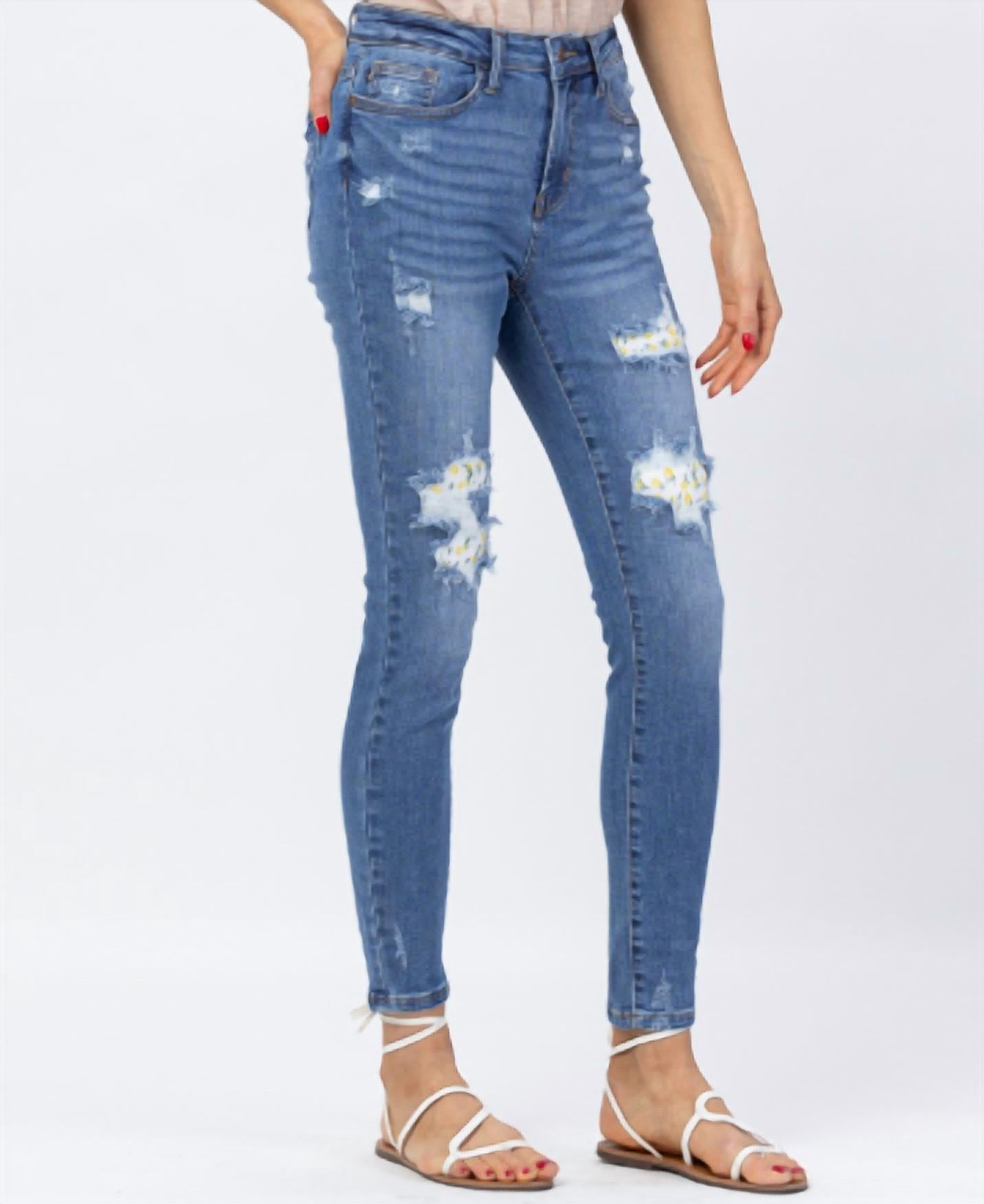 Judy Blue - High Waist Lemon Patch Skinny Jeans