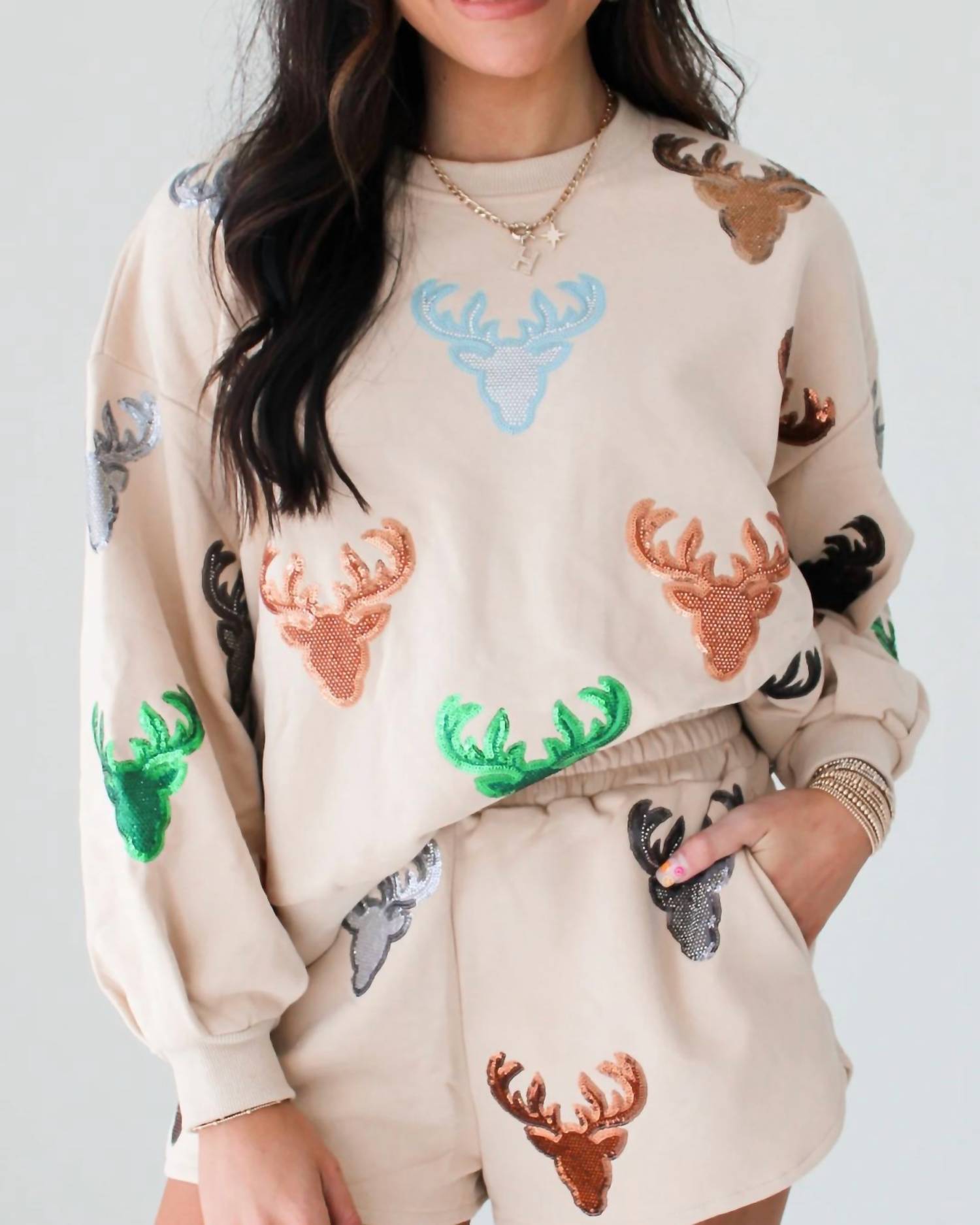 Queen Of Sparkles - Deer Head Sweatshirt