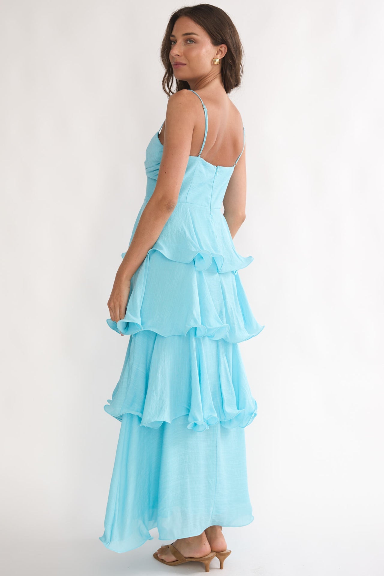 Heather Maxi Dress ¨C Tiered Ruffle Maxi - Tide Blue