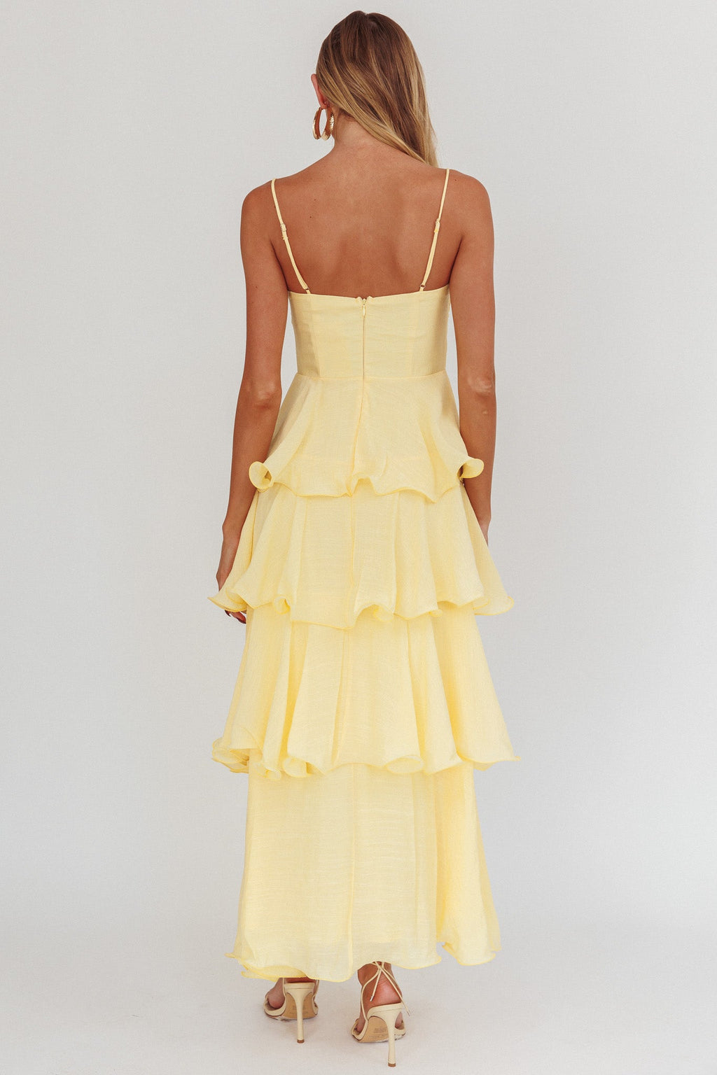 Heather Maxi Dress ¨C Tiered Ruffle Maxi - Yellow