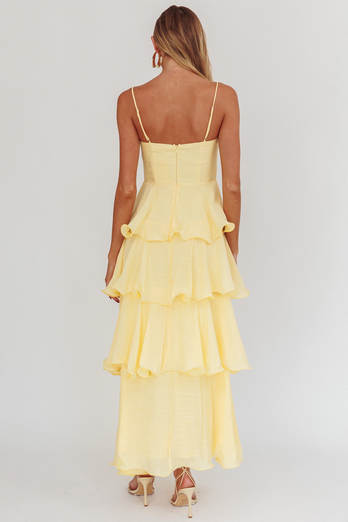 Heather Maxi Dress ¨C Tiered Ruffle Maxi - Yellow