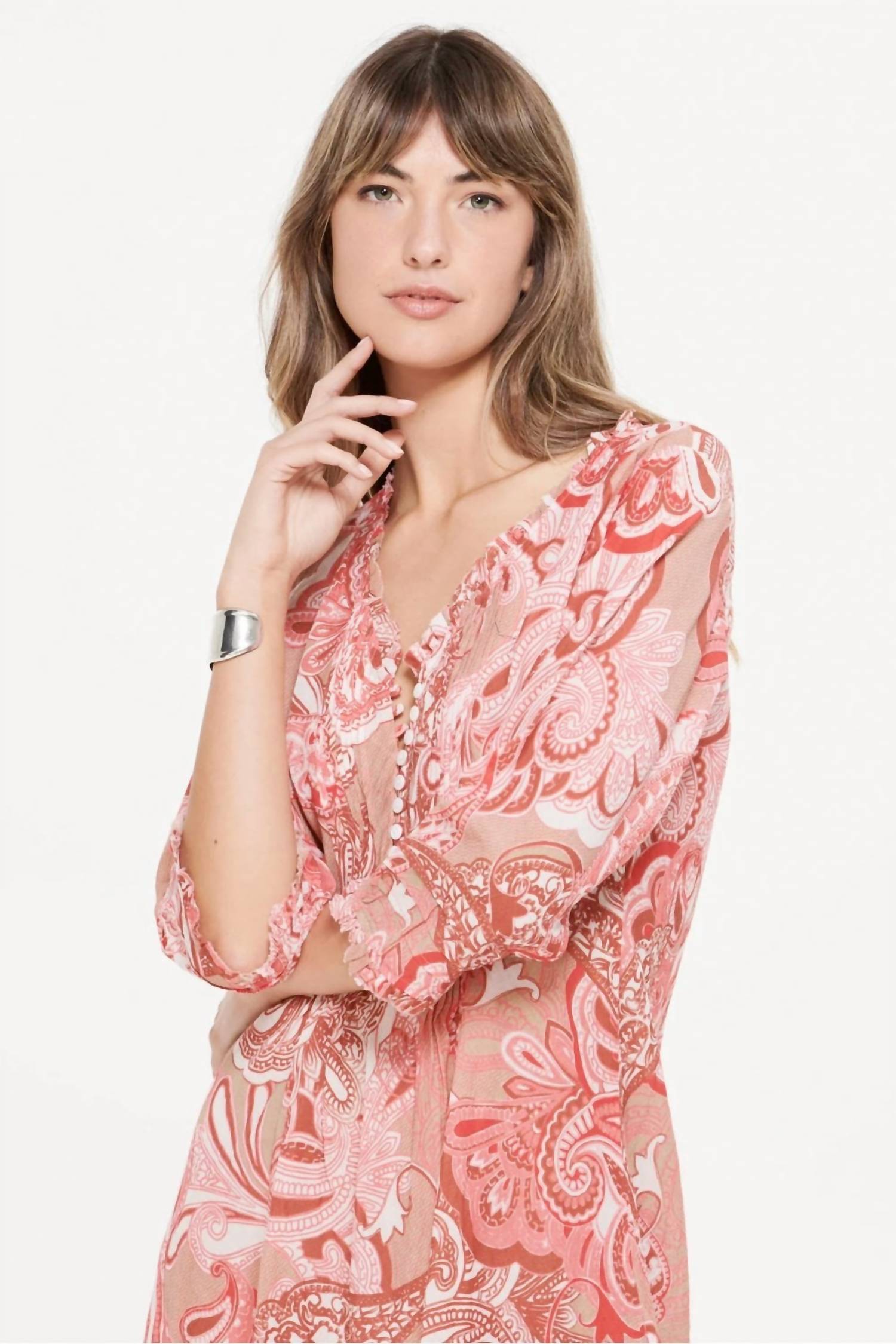 Oneseason - Amalfi Long Poppy Midi Dress