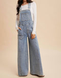 Anniewear - Wide Leg Palazzo Denim Overalls