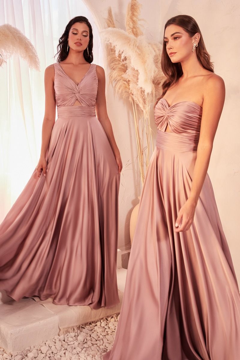 Madigan Gown - STRAPLESS A-LINE SOFT SATIN KEYHOLE DRESS