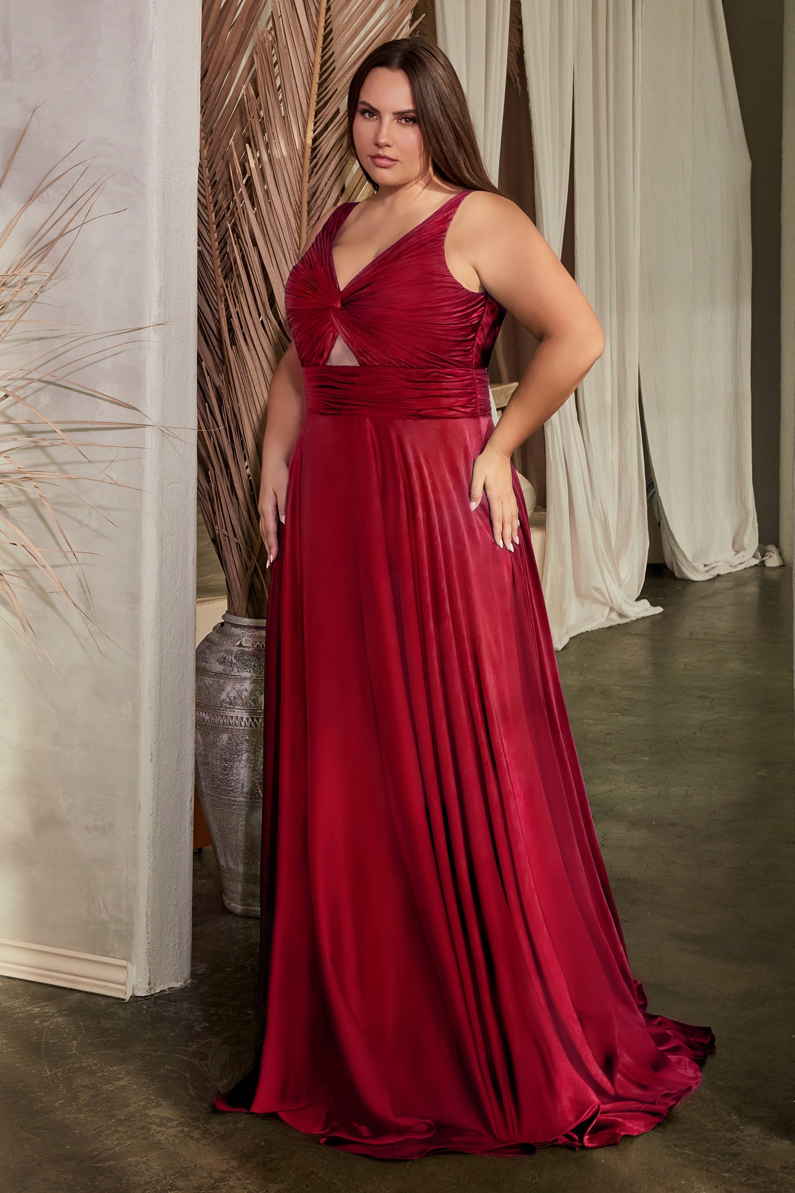 Marlena Gown - A-Line Keyhole Soft Satin Dress