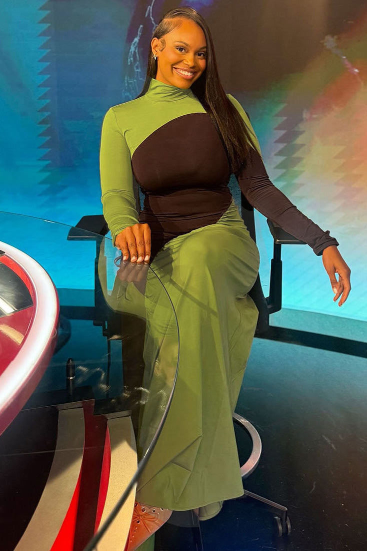 Modern Art Color-Block Flow Maxi Dress
