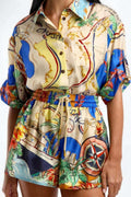 Unique Printed Waist Shorts Two-Piece Set