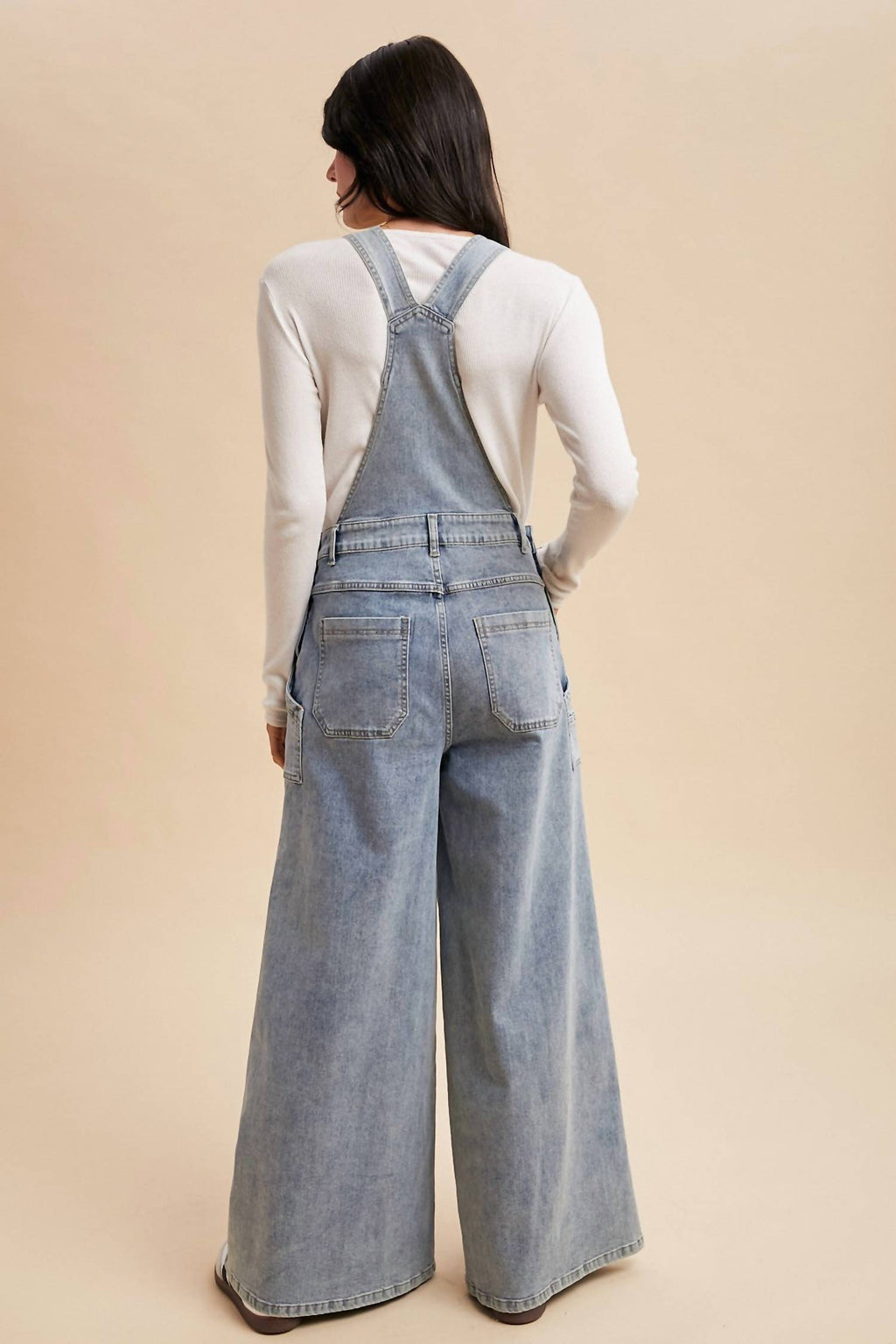 Anniewear - Wide Leg Palazzo Denim Overalls