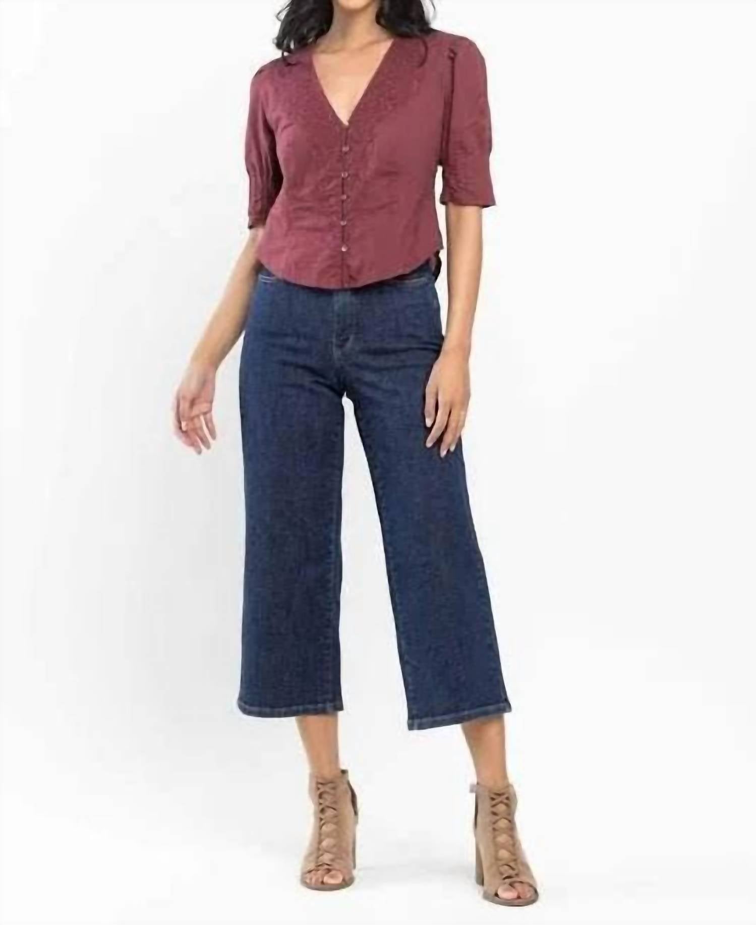 Judy Blue - High Waisted Tummy Control Tailored Crop Wide Leg Jean
