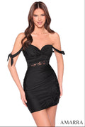 89017 - Amarra - Sweetheart Off-Shoulder Embellished Mini Dress
