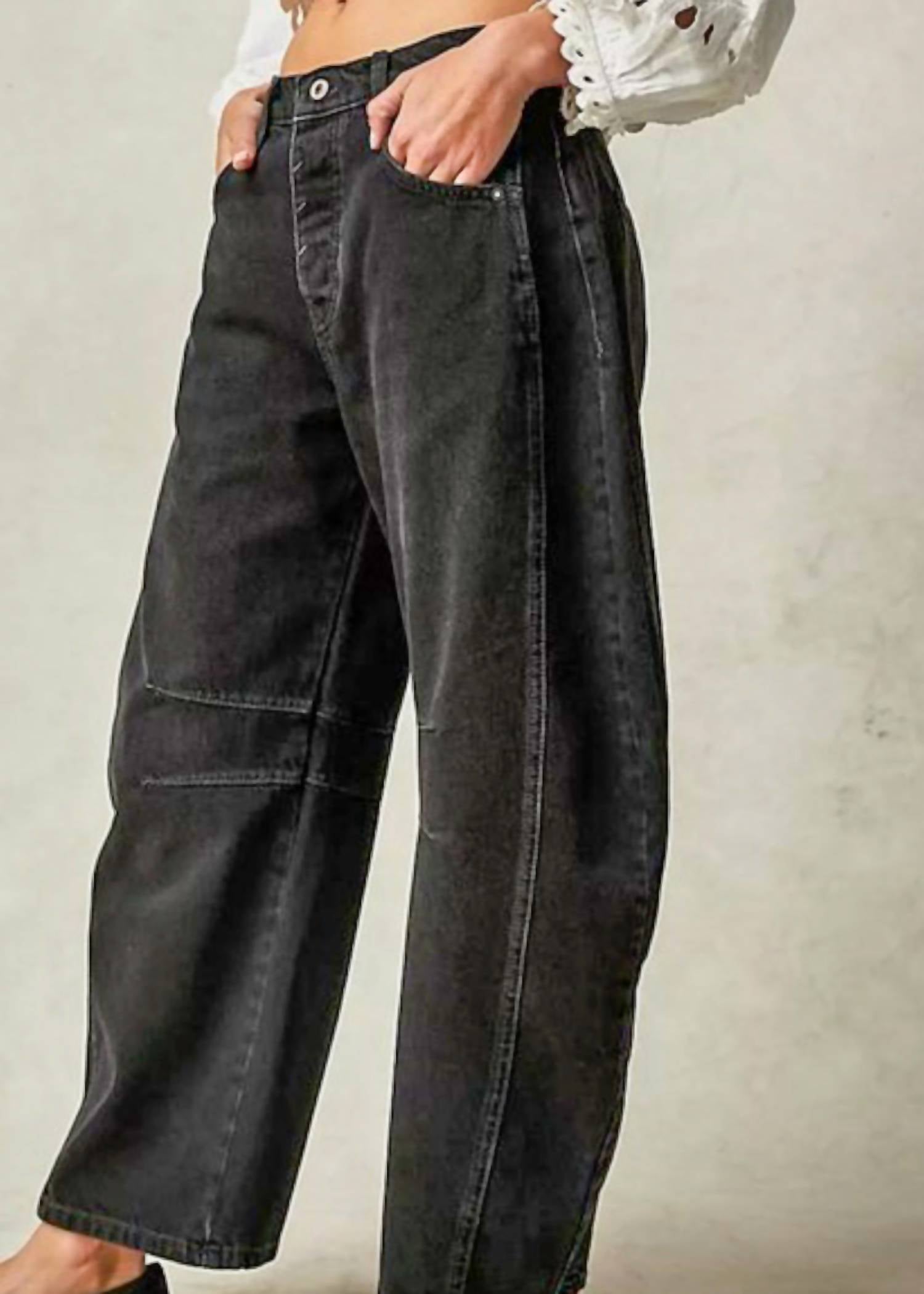 Obest - Women's Mid Rise Barrel Jeans