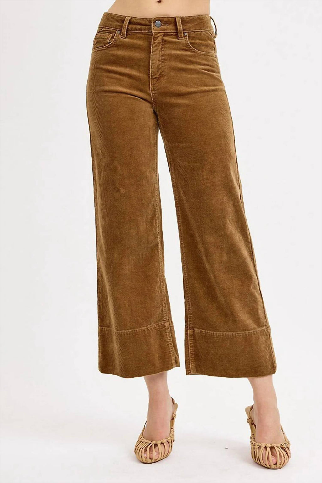 Risen - High Rise Crop Wide Corduroy Pants