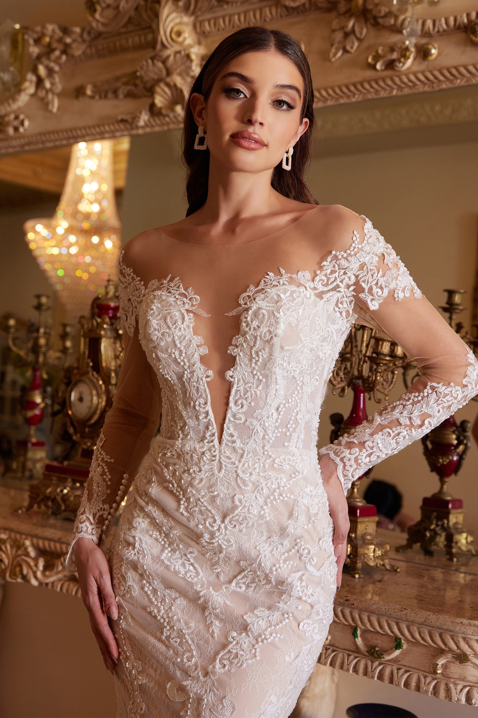 A1022 - BOHEMIAN LACE MERMAID GOWN - Andrea & Leo