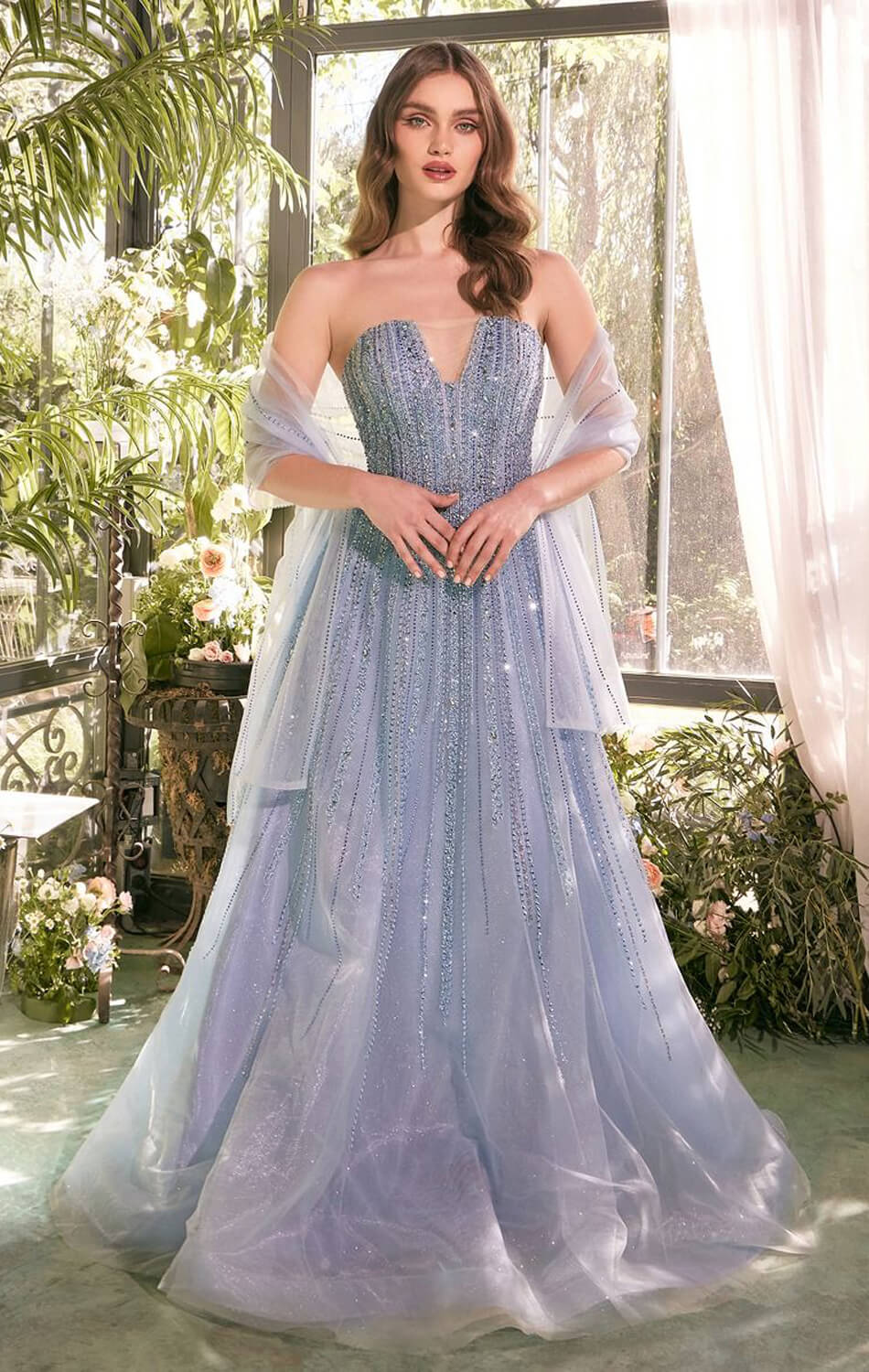 A1369 - STRAPLESS BEADED A-LINE DRESS - Andrea & Leo